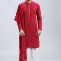Elegant Red Georgette Kurta Pajama Set with Embroidery – Palkhi Fashion