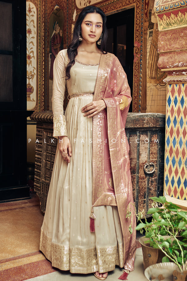 Elegant Off-White/Ivory Indian Designer Outfit
