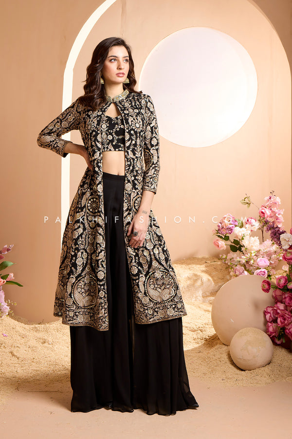 Exquisite Black Indo-Western Designer Attire – Palkhi Fashion