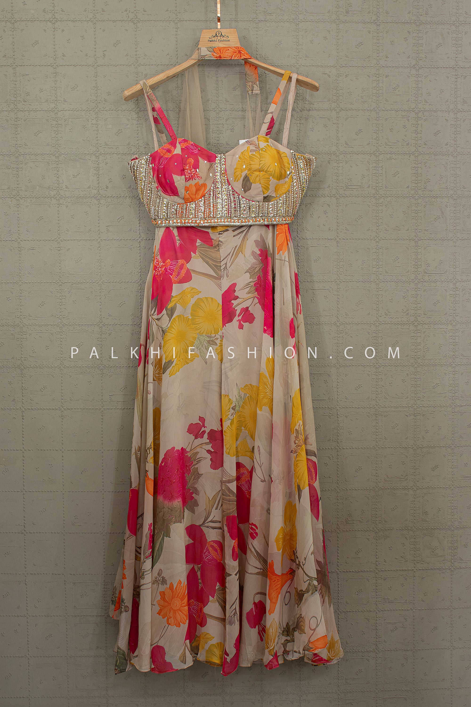 Floral Fiesta – Tropical Floral Indo Western Palazzo Set | Palkhi Fashion