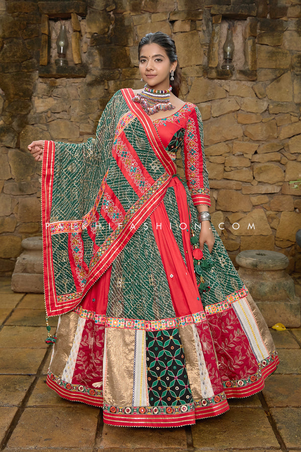 Gajari/Green Designer Navratri Chaniya Choli with Intricate Handwork