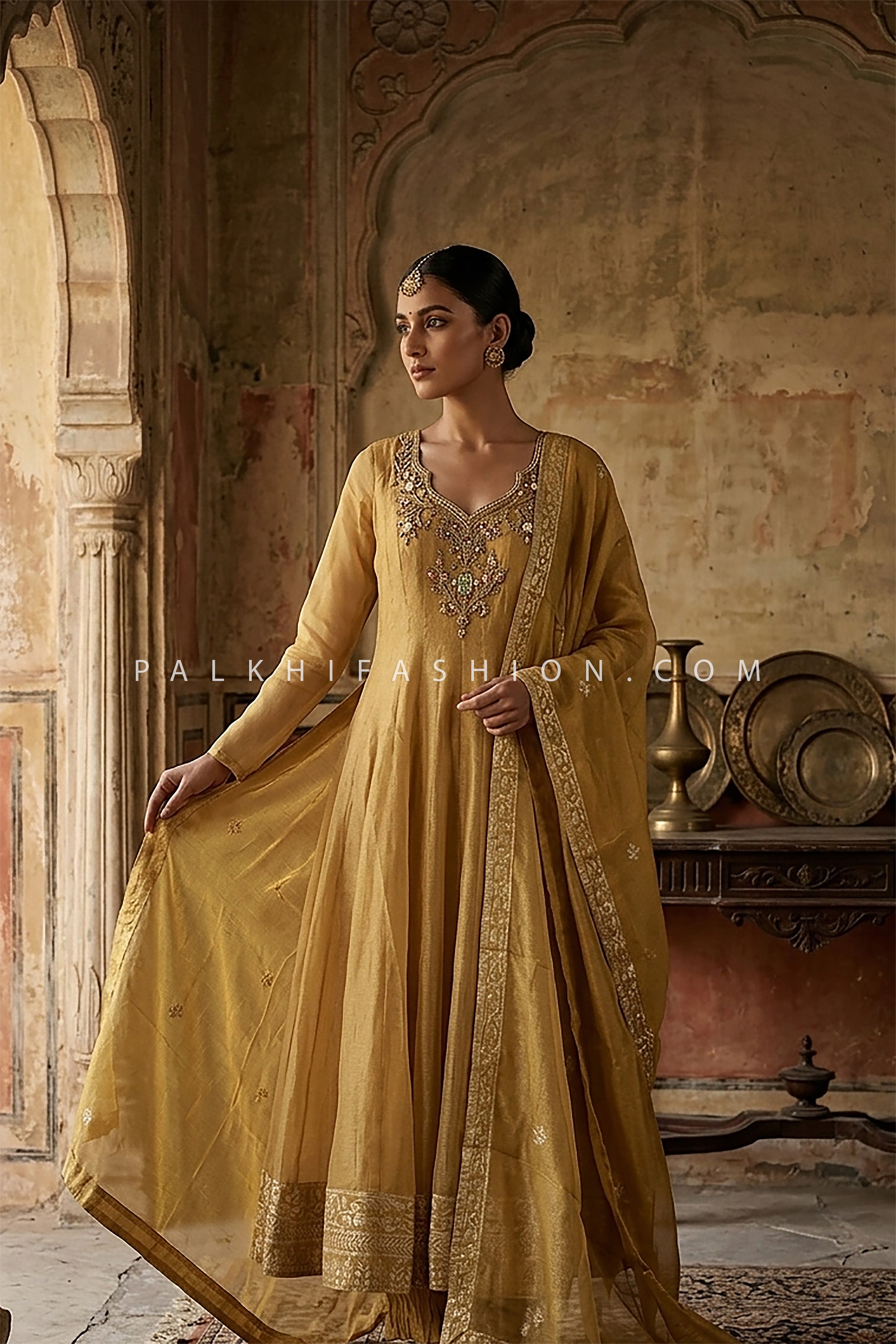 Heirloom Elegance – Handworked Anarkali Palazzo Suit | Palkhi Fashion