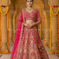 Regal Rani Pink Heritage – Pure Silk Wedding Lehenga Choli with Antique Gold Handwork| Palkhi Fashion