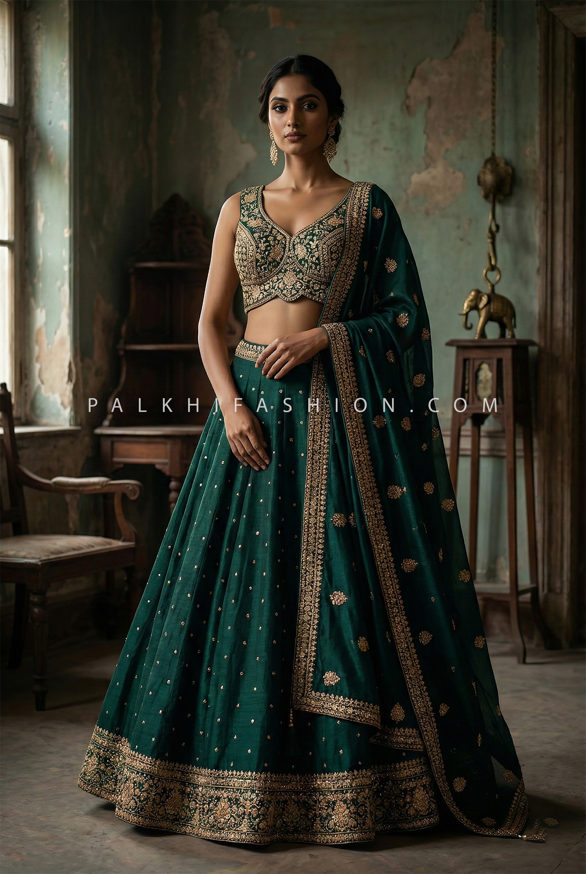 A Timeless Lehenga Choli Set with Elegant Embroidery | Palkhi Fashion Houston