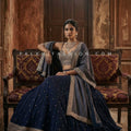 Ajrakh Heritage Glow - Navy Blue Designer Lehenga with Ajrakh Dupatta – Palkhi Fashion