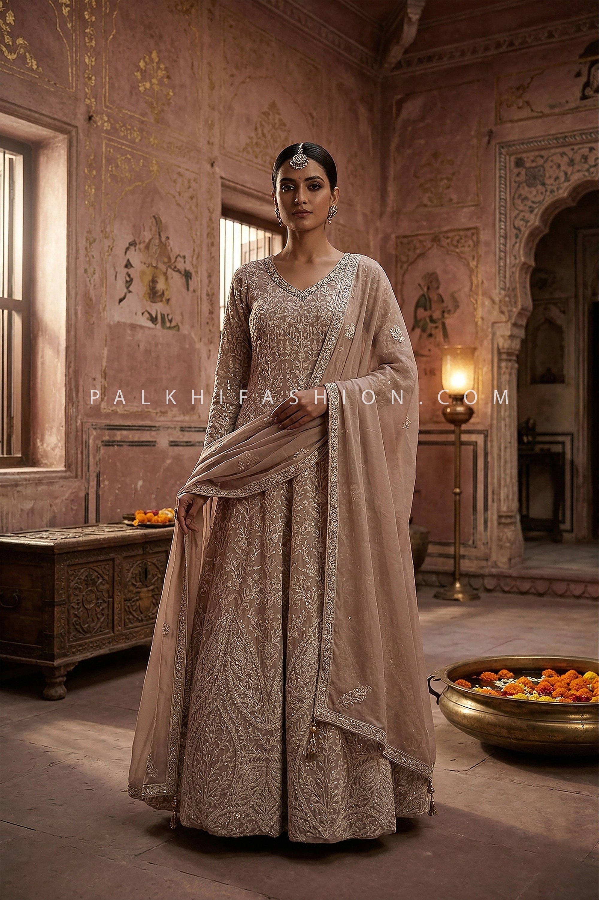 Timeless Chikankari Georgette Anarkali Gown – Palkhi Fashion