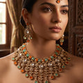 Luxurious Gold Polki Bridal Necklace Set | Palkhi Fashion