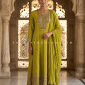 Green Bandhani Embroidered Anarkali with Pants – Palkhi Fashion - Palkhi Fashion