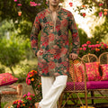 Majestic Emerald | Green and Red Silk Designer Kurta Set with Embroidery Work | Palkhi Fashion