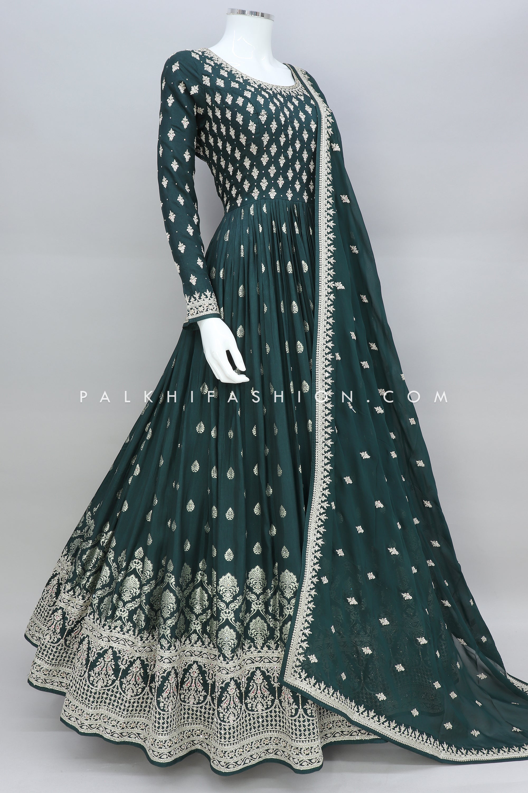 Green Indian & Pakistan Wedding Wear Designer Party Wear Anarkali Women Gown  | eBay