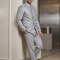 Majestic Grey | Jacquard Jodhpuri Suit with Stone Work | Palkhi Fashion