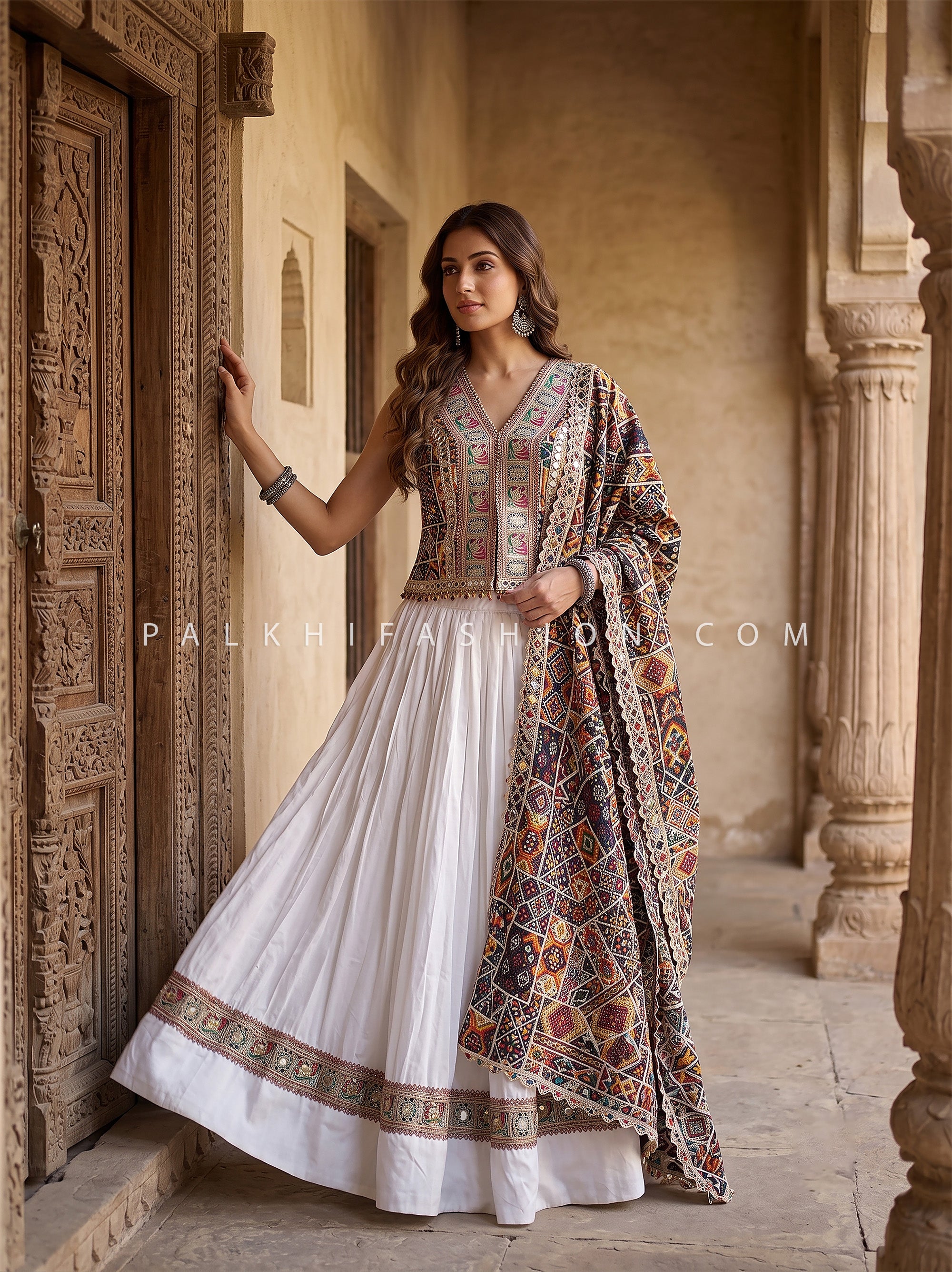 Heritage Mosaic – Multicolor Navratri Chaniya Choli with Kutchi Patola | Palkhi Fashion