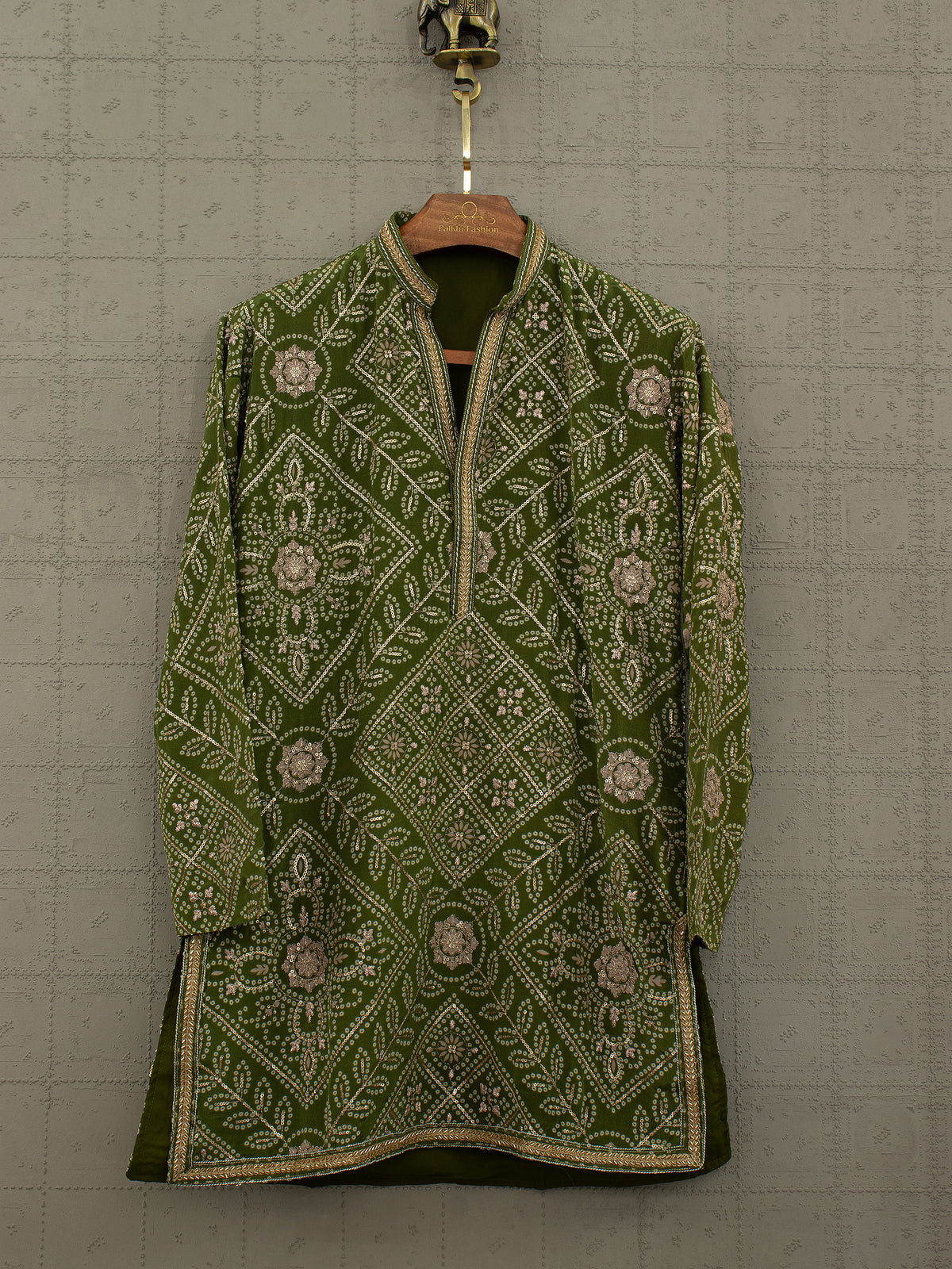 Regal Radiance | Pure Silk Bandhani Kurta Set with Petite Stone Work | Palkhi Fashion