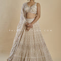 Imperial Charm: Exclusive Champagne Lehenga Choli with Handwork