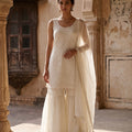Elegant Off-White Sleeveless Kurta and Flared Palazzo Set | Palkhi Fashion