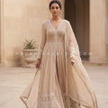 Timeless Ivory – Elegant Front Slit Lehenga Set with Threadwork Detailing | Palkhi Fashion