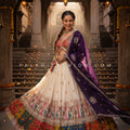 Navratri Majesty – Ivory Patola Inspired Chaniya Choli with Embellished Dupatta | Palkhi Fashion