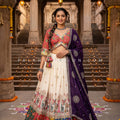 Navratri Majesty – Ivory Patola Inspired Chaniya Choli with Embellished Dupatta | Palkhi Fashion