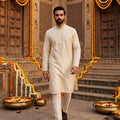 Ivory Royale | Elegant Embroidered Silk Blend Kurta Set with Delicate Work | Palkhi Fashion