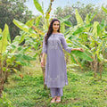 Lavender Breeze | Premium Cotton Co-ord Set with Thread Embroidery | Palkhi Fashion