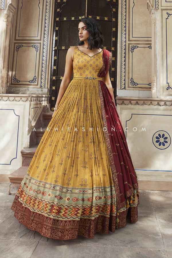 Light Mustard Indian Designer Outfit With Appealing Work