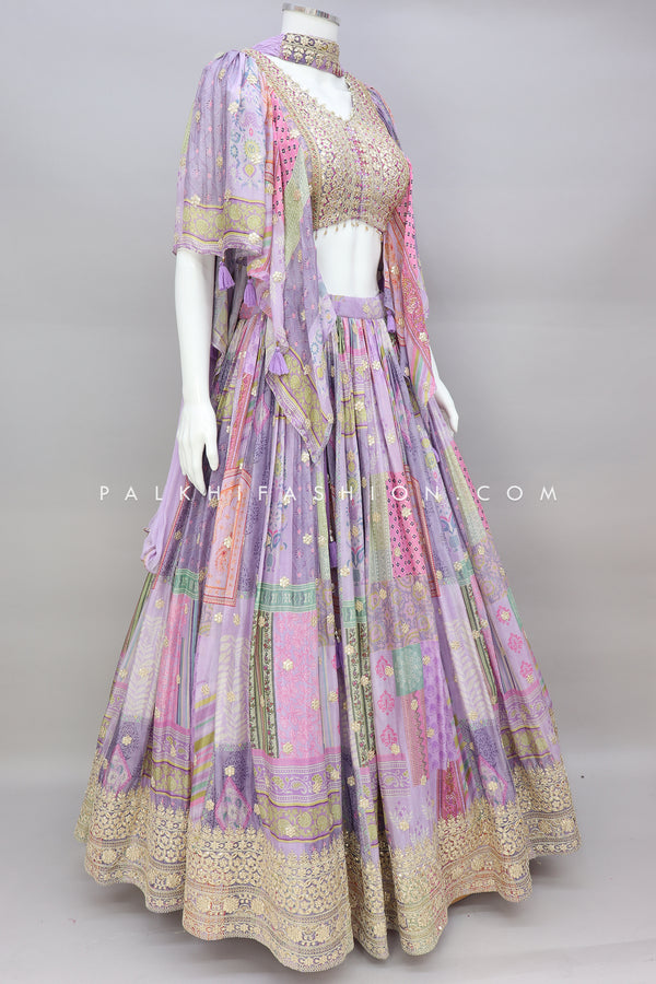 Lilac Color Lehenga Choli With Stunning Pattern