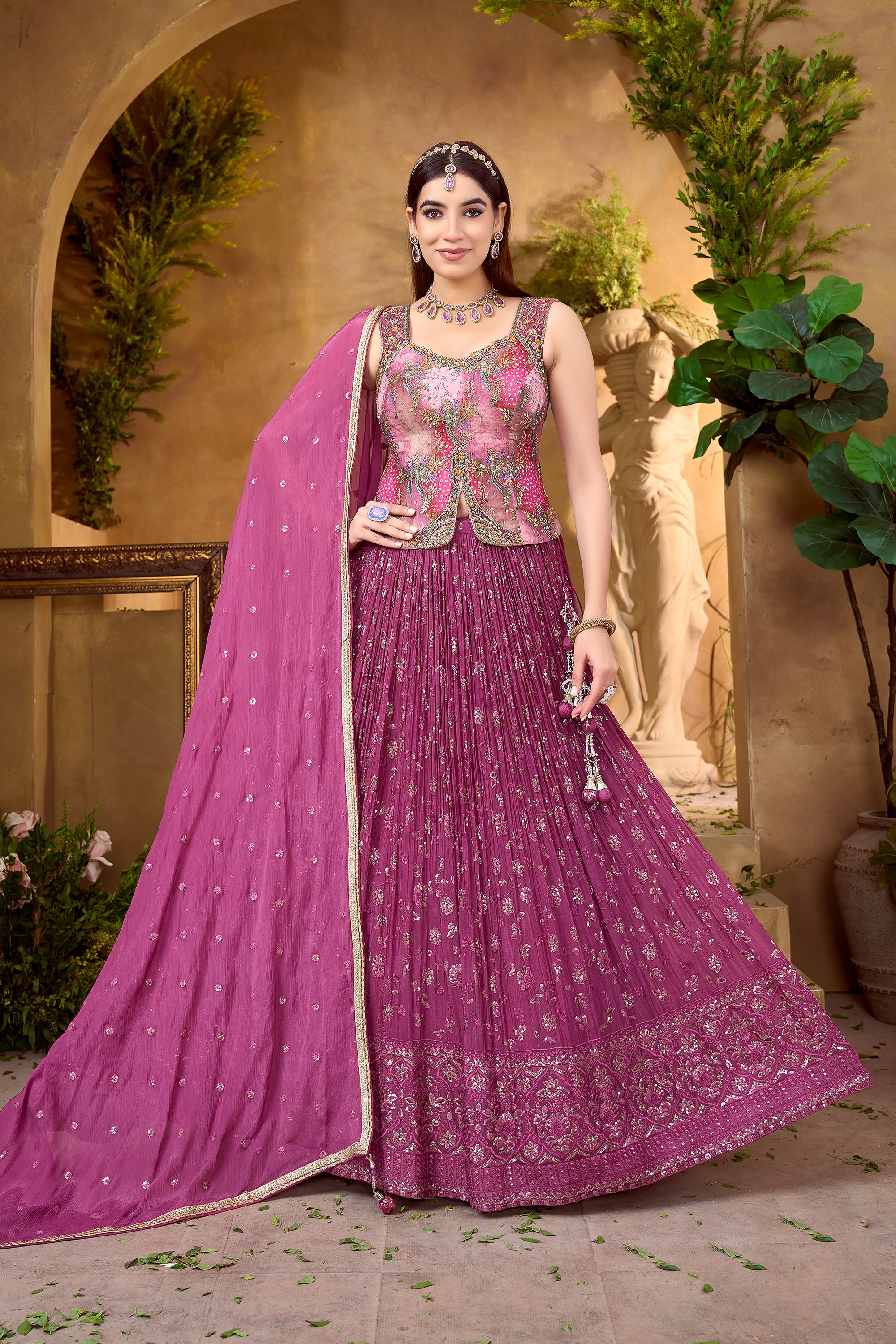 Lilac Radiance | Lilac Lehenga Choli with Silk Embroidery | Palkhi Fashion
