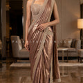 Luxe Cocktail Muse – Rose Gold Designer Ready-to-Wear Saree | Palkhi Fashion