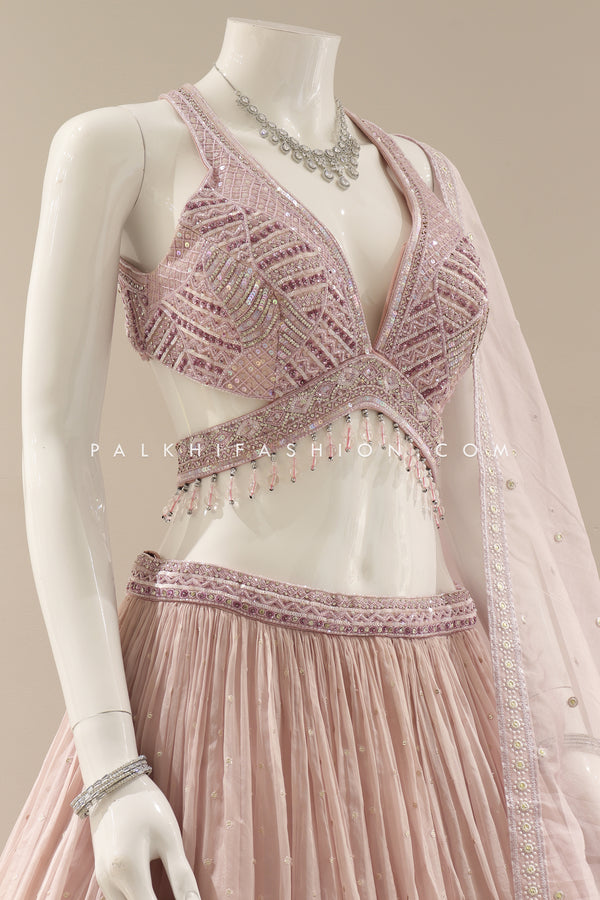 Luxurious Blush Mauve Designer Lehenga Choli