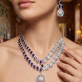 Royal Purple Amethyst CZ Diamond Necklace Set | Palkhi Fashion