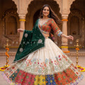 Best Selling Luxury Ivory Cotton Silk Garba Lehenga with Patola Blouse | Palkhi Fashion
