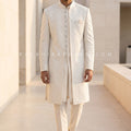 Designer Ivory Semi Indo Western with Soft Silk & Brocade Weave | Palkhi Fashion