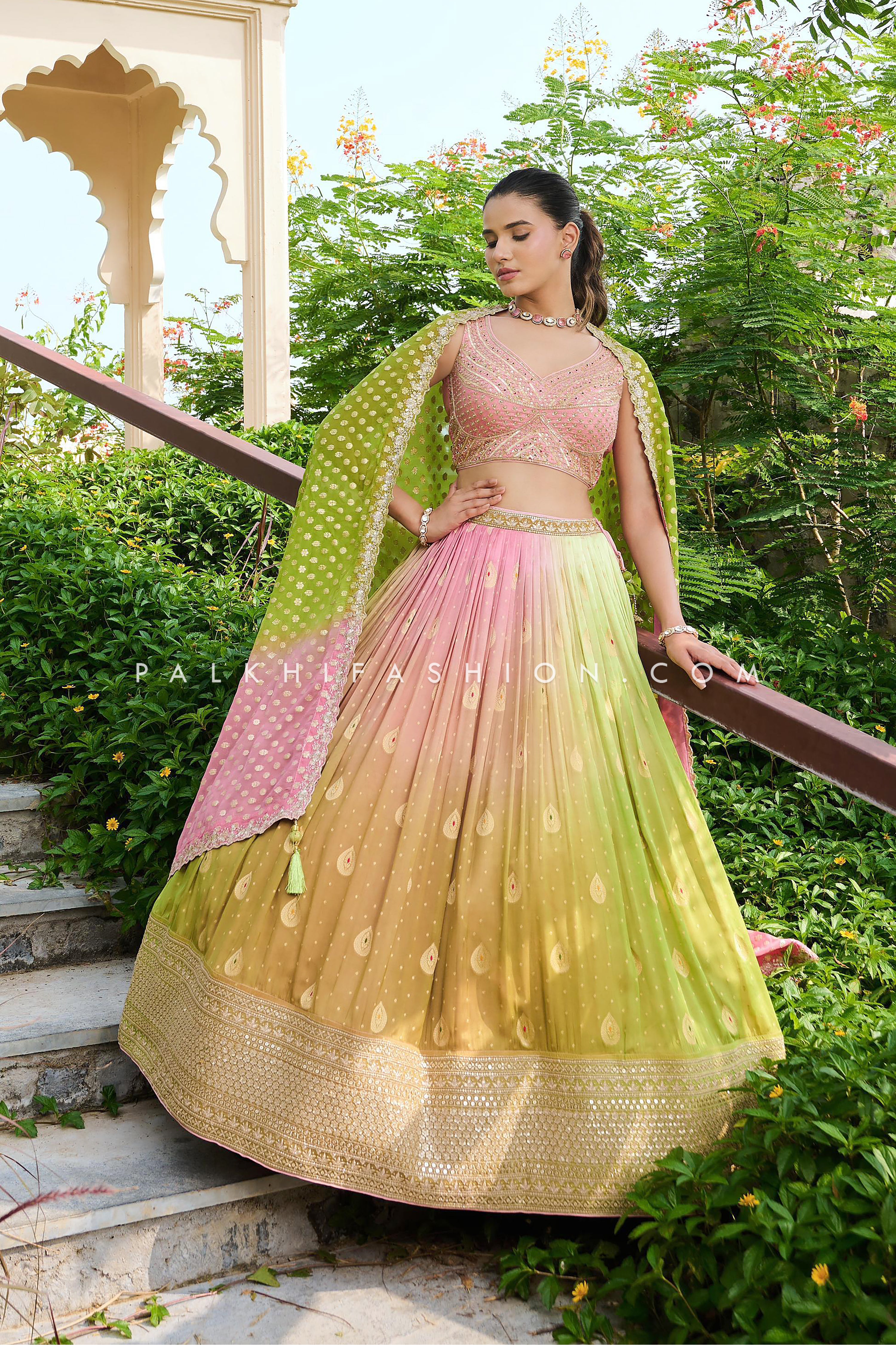 Majestic Charm: Designer Lehenga Choli In Multi Color Hues & Handwork
