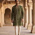 Regal Radiance | Pure Silk Bandhani Kurta Set with Petite Stone Work | Palkhi Fashion