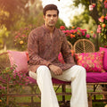 Regal Tapestry | Maroon Silk Blend Designer Kurta Set with Hand Embroidery | Palkhi Fashion