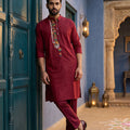 Rangilo Raj | Maroon Premium Kurta Kutchi Mirror Work | Palkhi Fashion