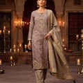 Moonlit Mauve | Mauve Jacquard Salwar Kameez with Hand-Embroidered Paisley | Palkhi Fashion