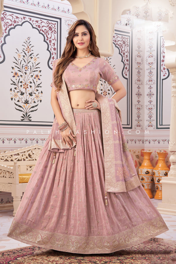 Mauve Lehenga Choli | Handwork Blouse & Silk Dupatta | Palkhi Fashion