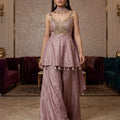 Mauve Festive Radiance | Festive Mauve Palazzo Suit with Cutdana & Choker Dupatta | Palkhi Fashion