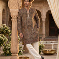 Mehendi Green Intricate Embroidered Designer Kurta with Korean Pants | Palkhi Fashion