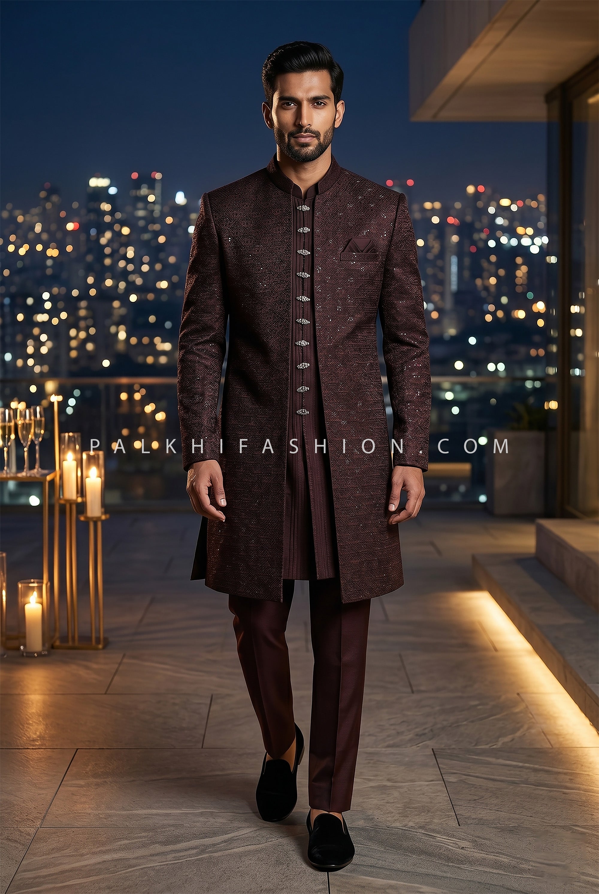 Luxury Indo Western Soft Silk Indo-Western for Men by Palkhi Fashion