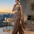 Mocha Spark – Hand Embellished Crop Top Palazzo Set | Palkhi Fashion