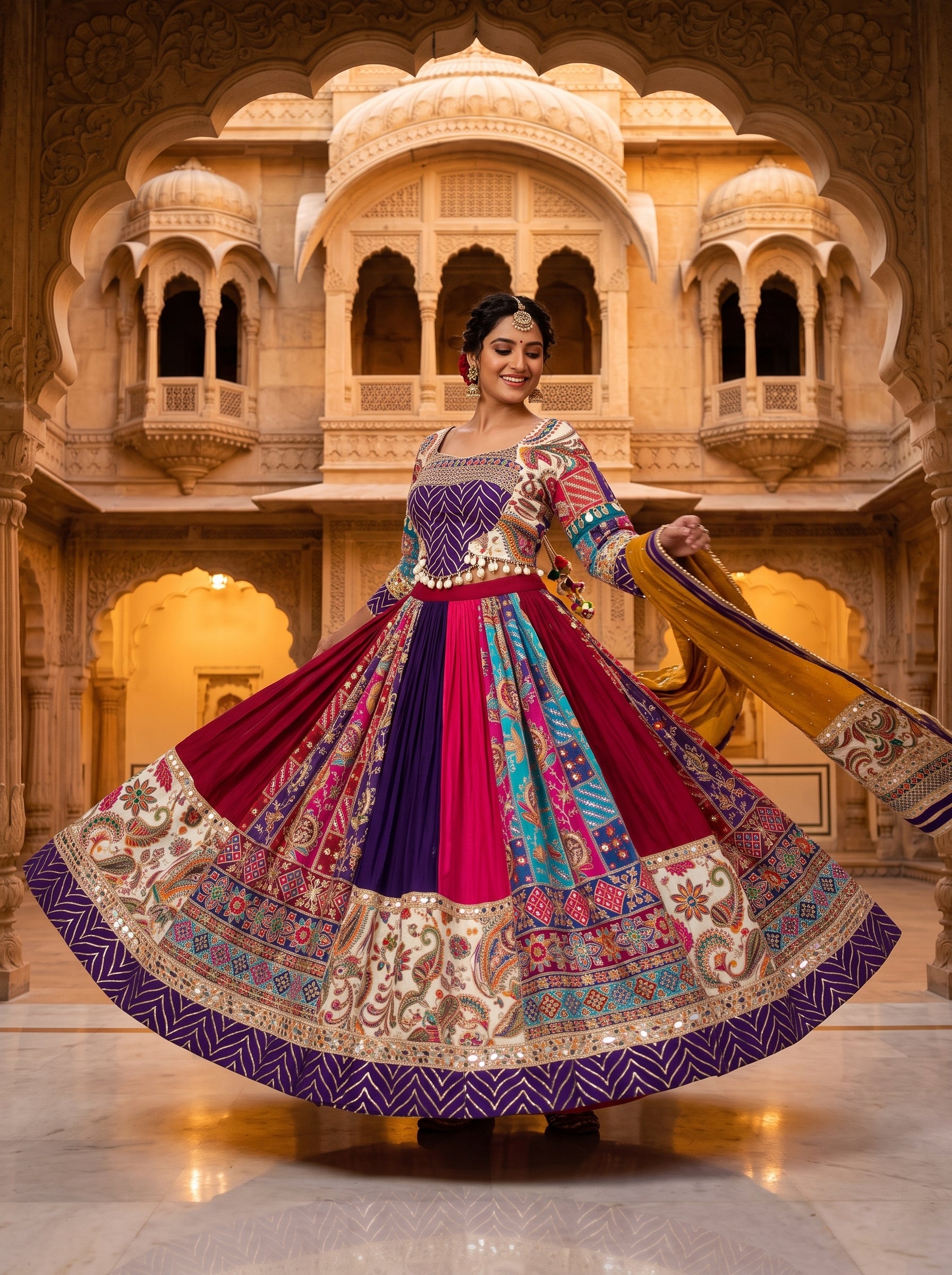Vibrant Multicolor Cotton Navratri Chaniya Choli | Palkhi Fashion