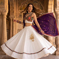 Vibrant White Cotton Chaniya Choli Kutchi Work | Palkhi Fashion