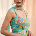 Turquoise Bloom | Floral Georgette Indo-Western Suit | Palkhi Fashion
