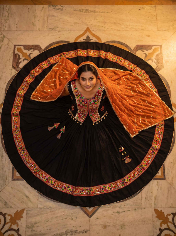 Black Navratri Chaniya Choli - Kutchi Work | Palkhi Fashion