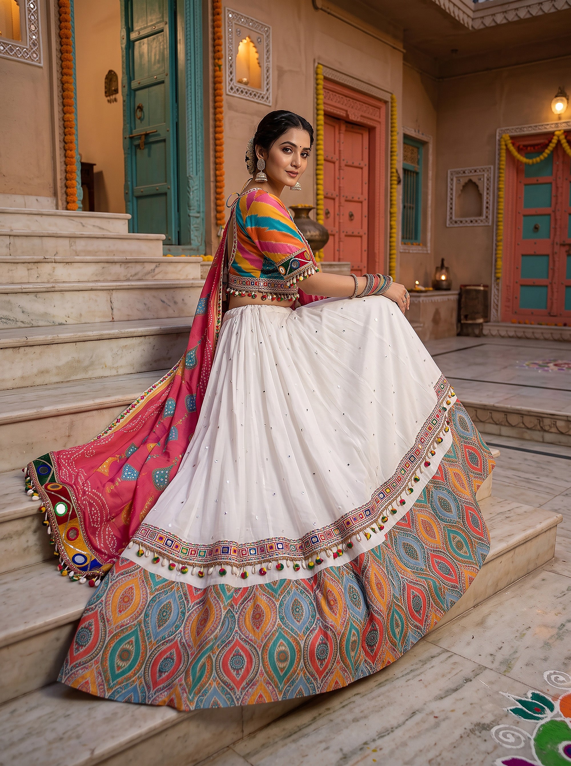Color Carnival – Designer Multicolor Navratri Chaniya Choli with Stunning Dupatta | Palkhi Fashion