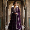 Elegant Deep Wine Silk Anarkali Suit Zari Work | Palkhi Fashion