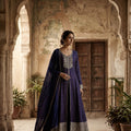 Midnight Glow | Navy Georgette Palazzo Suit With Bandhani Work | Palkhi Fashion