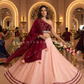 Contemporary Garba Luxe – Designer Wine Chaniya Choli with Modern Blouse | Palkhi Fashion